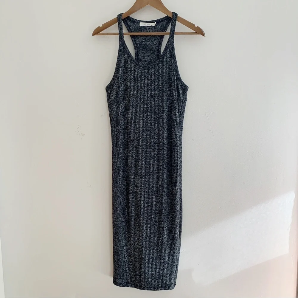Rag & Bone Black Heather Midi Bodycon Knit Tank Dress Small